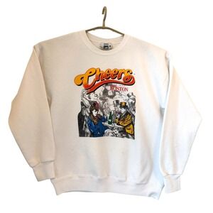 Vintage 1992 Cheers Boston Lee Heavyweight Crewneck Sweatshirt White XL USA READ